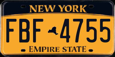 NY license plate FBF4755