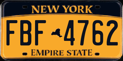NY license plate FBF4762