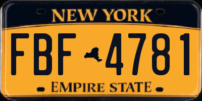 NY license plate FBF4781