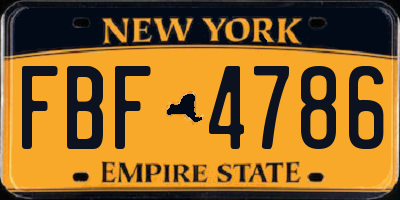 NY license plate FBF4786