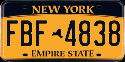 NY license plate FBF4838