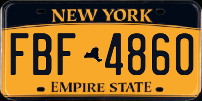 NY license plate FBF4860