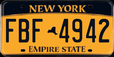 NY license plate FBF4942