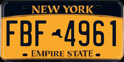NY license plate FBF4961