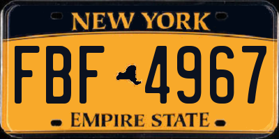 NY license plate FBF4967