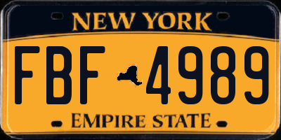 NY license plate FBF4989