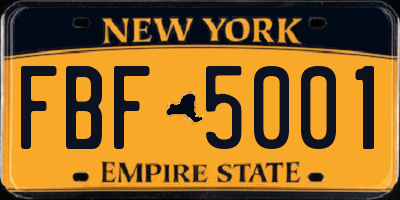 NY license plate FBF5001