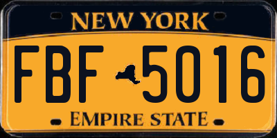 NY license plate FBF5016