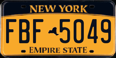 NY license plate FBF5049