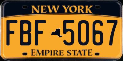 NY license plate FBF5067