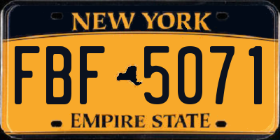 NY license plate FBF5071