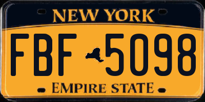 NY license plate FBF5098