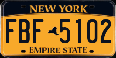 NY license plate FBF5102