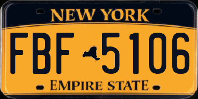 NY license plate FBF5106