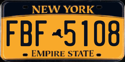 NY license plate FBF5108