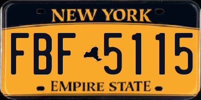 NY license plate FBF5115