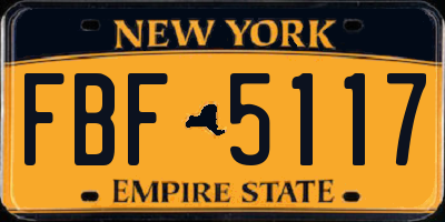 NY license plate FBF5117
