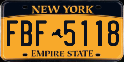 NY license plate FBF5118
