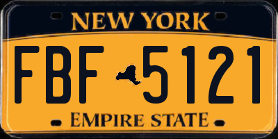 NY license plate FBF5121
