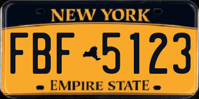 NY license plate FBF5123