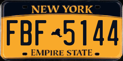 NY license plate FBF5144