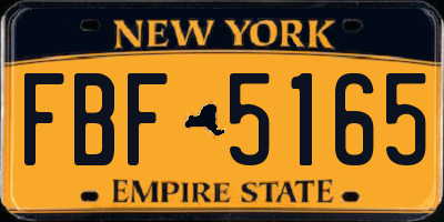 NY license plate FBF5165