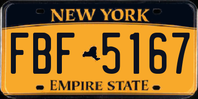 NY license plate FBF5167