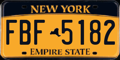 NY license plate FBF5182