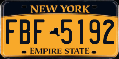NY license plate FBF5192