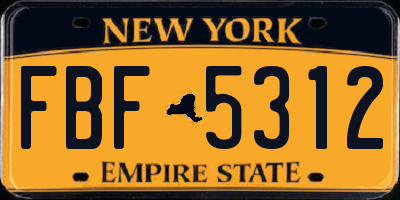 NY license plate FBF5312