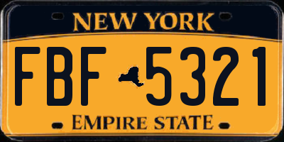 NY license plate FBF5321
