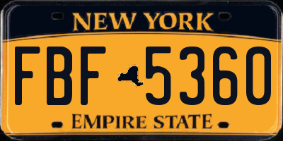 NY license plate FBF5360