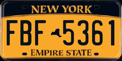 NY license plate FBF5361