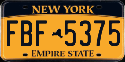 NY license plate FBF5375