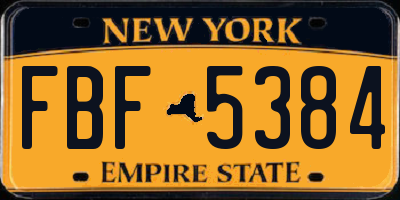 NY license plate FBF5384