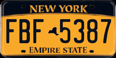 NY license plate FBF5387