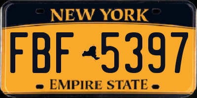 NY license plate FBF5397