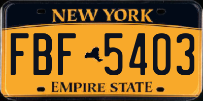 NY license plate FBF5403