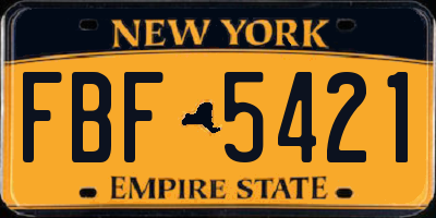NY license plate FBF5421