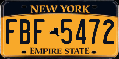 NY license plate FBF5472