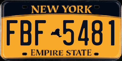 NY license plate FBF5481
