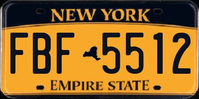 NY license plate FBF5512