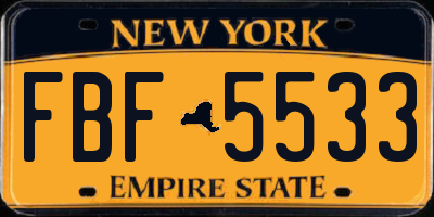 NY license plate FBF5533