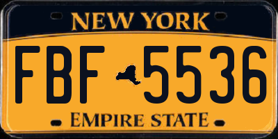 NY license plate FBF5536