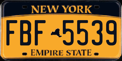 NY license plate FBF5539