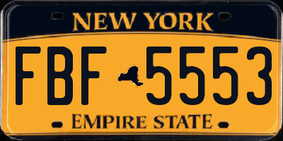 NY license plate FBF5553