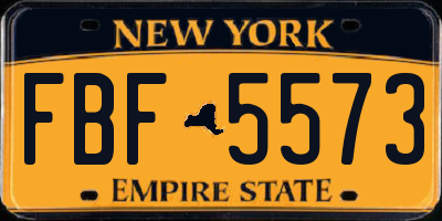NY license plate FBF5573