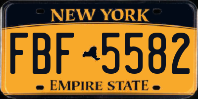 NY license plate FBF5582