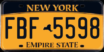 NY license plate FBF5598
