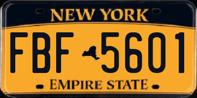 NY license plate FBF5601